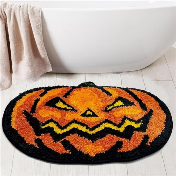 Halloween Bathroom Rugs, Halloween Pumpkin Bath Mats Non-Slip 16x24 Inches - Picture 1 of 7